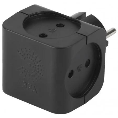 SP-4-B ЭРА Тройник 4гн, без заземл (чёрный) (10/60/2880)