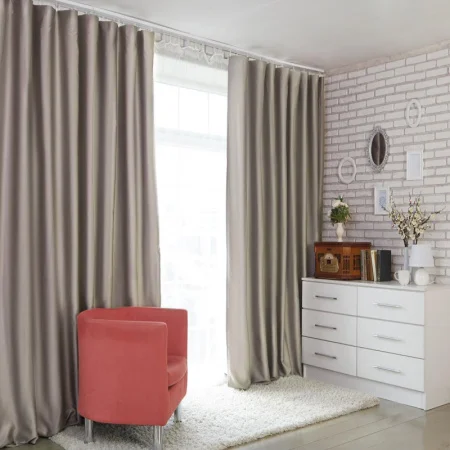 Штора портьерная "Этель" 130х300см двусторонний блэкаут серебряная 240 г/м2 100% п/э 4300950 *1