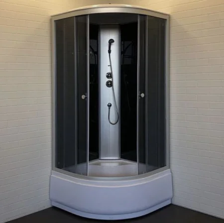 Душевая кабина 300GG 900х900х2150мм стекло серое, задняя черная стеклянная панель (Comforty) *1