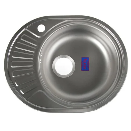 АКЦИЯ Мойка VLADIX врезн. из нерж. стали ПРАВАЯ, матовая, гл. 160 мм, толщ. 0,6 мм, с сифоном 450x57