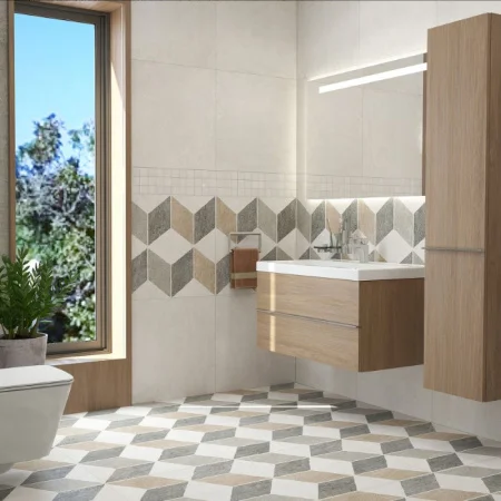 Керамогранит Керамин Темпо 7Д 600х600х10мм 1уп=1,44м2 (4шт) светло-серый орнамент