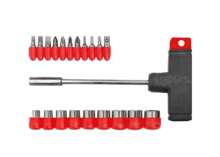 Набор бит и бит с торцевыми головками уп-20пр + отвертка Т-образная сталь Crv Курс 56236 *1