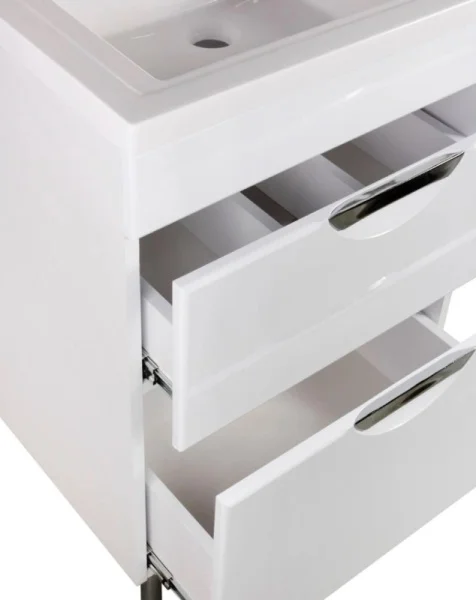 Тумба напольная AGATA Никас 120 Л АТ120-527, 2 ящика с раковиной Марсал 120 левый с правым кронштейном