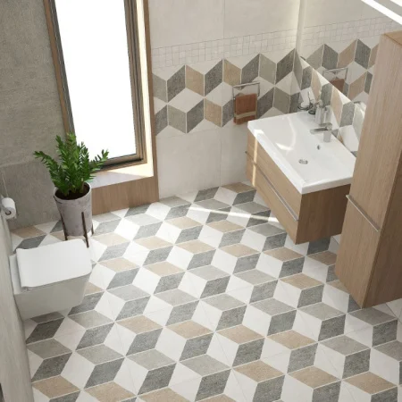 Керамогранит Керамин Темпо 7Д 600х600х10мм 1уп=1,44м2 (4шт) светло-серый орнамент