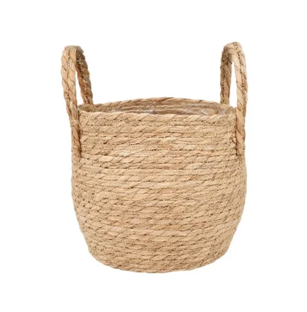 Кашпо плетеное круглое с ручками Natural House Кения 225х225х185мм