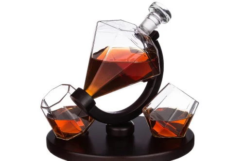 Набор для виски Agness  Cuero  3предмета графин 750мл + 2бокала 250мл на подставке 250-122  1 3