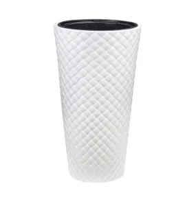 Кашпо д цветов пласт.  Ротанг  9 л и 42 л со вставкой белое М3407 (М-Пл)  1