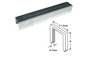Скобы для степлера 11,3мм х 0,7мм узкие тип 53 6мм закалены заострены 1000 шт Fit 31406