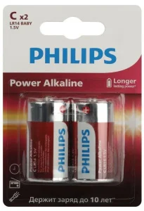Элемент питания алкал. LR14-2BL  С  упак-2шт Power 1,5v Б0062687 (Philips)  2 24 48 5760