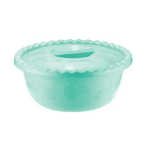 Миска круглая 5л. с крышкой (Белый ротанг)