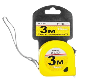 Рулетка 3м 16мм пластиковый корпус, фиксатор, автостоп РемоКолор Т1 15-1-503