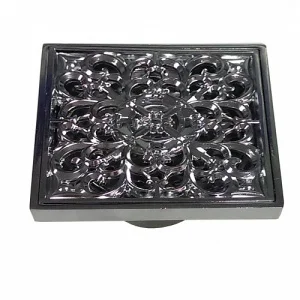 Трап с декором 100х100мм хром вертикальный с сухим затвором 00030 (Санакс)  1 100