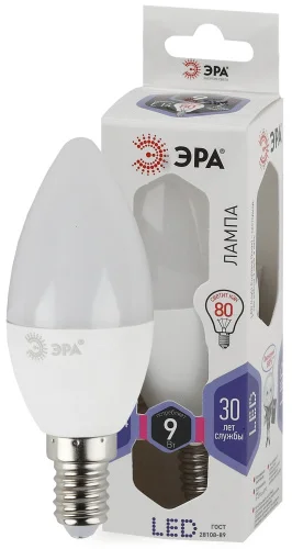 Лампа Е14 свеча 9Вт 720Лм 6000К LED B35-9W-860-E14 Б0031403 (Эра)  1 10