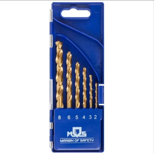 Набор сверл по металлу 2-3-4-5-6-8мм уп-6шт HSS шлифованные титановое покрытие, угол заточки 135° MO