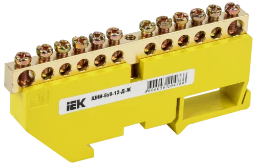 Шина PE  земля  на DIN-изол. ШНИ-6х9-12-Д-Ж YNN10-69-12D-K05 (IEK)  20
