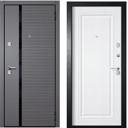 Дверь металлическая ГУДЗОН1 (2К_Антик сер_на черном МДФ8, графит МДФ6, белая) 870 правая