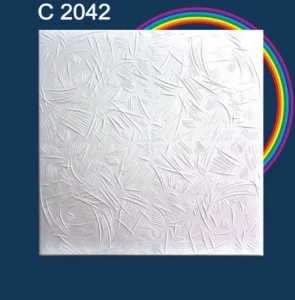 Плита потолочная экструдированная, белая, серия  Декор  С2042 1уп 2м2  1