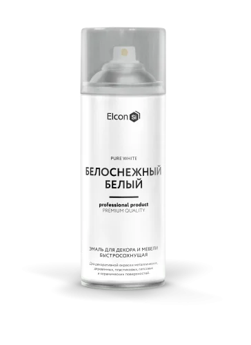 Эмаль для декора и мебели быстросохнущая Elcon белоснежный белый аэрозоль 520 мл.