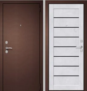 Дверь металлическая METIX 22 ЦГ70 Антик медь, МДФ16, бетон снежный/ст. черное 860 левая