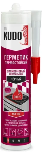 Герметик KUDO KSK-152 силиконовый нейтральный высокотемпературный,черный, 280 мл KSK-152  12