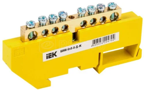 Шина PE  земля  на DIN-изол. ШНИ-6х9-8-Д-Ж YNN10-69-8D-K05 (IEK)  20