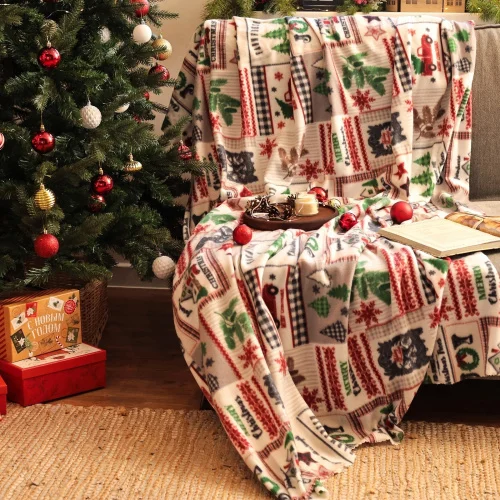 Новый год. Плед Экономь и Я «Рождество» 150 130см, пл.160 г м2, 100% п э