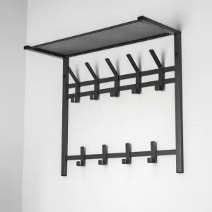 Вешалка настенная 2-х ярусная с полкой 67см ТОРОНТО 22 9 крючков графитовый ВСПТ22 Г (ЗМИ)  1