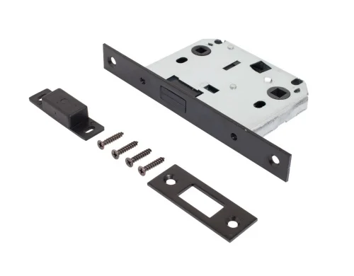 Защёлка врезная сантехническая АЛЛЮР АРТ L7050-MS BL магнитная без ручек с фиксатором, матовый черны