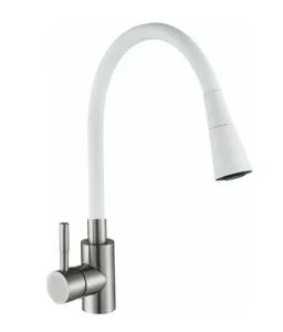 Смеситель для кухни одноручный с высоким силиконовым изливом Антей Мармелад 572571 белый