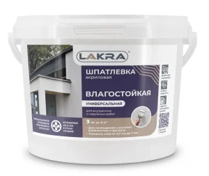 Шпатлевка акриловая универсальная Лакра для внутренних и наружных работ 3кг 0008034