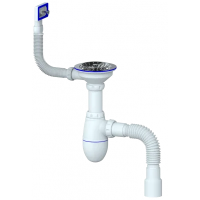 Сифон бутылочный 1 1 2 х40 50 с прямоугольным переливом B425 (Unicorn)  1 30