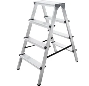 Стремянка 4 ступени алюминиевая двухсторонняя Новая Высота NV 1120 1120204