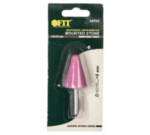 Шарошка абразивная по металлу хвостовик 6мм 25х35мм конус с закруглением Fit 36962  1