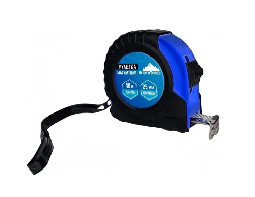 Рулетка 10м 25мм обрезиненный корпус фиксатор VertexTools 3120-10 1
