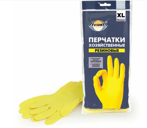 Перчатки хозяйственные, резиновые, 1 пара, AVIORA, размер XL 402-569