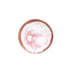 Тарелочка декоративная для мелочей Красные разводы из фаянса (доломитовая керамика) 9x9x2см 79318  1