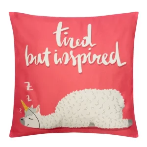 Наволочка декоративная Этель  Tired but inspired  40х40см 100% п э велюр 3663577  1