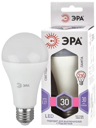 Лампа Е27 груша 30Вт 2400Лм 6000К LED A65-30W-860-E27 Б0048017 (Эра)  1 10