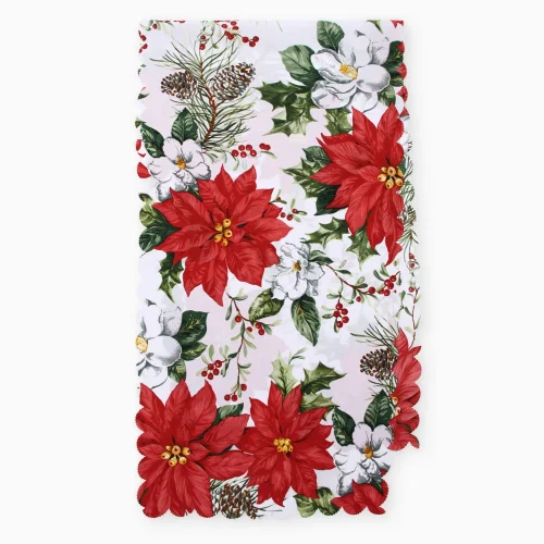 Новый год.Дорожка Доляна  Рождественские цветы  40х145см, 100% п э, 140гр м2