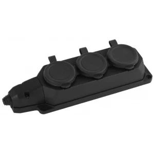 K-3e-B-IP44 ЭРА Колодка каучуковая с/з 3гн 16A IP44 черная (9/90/540)