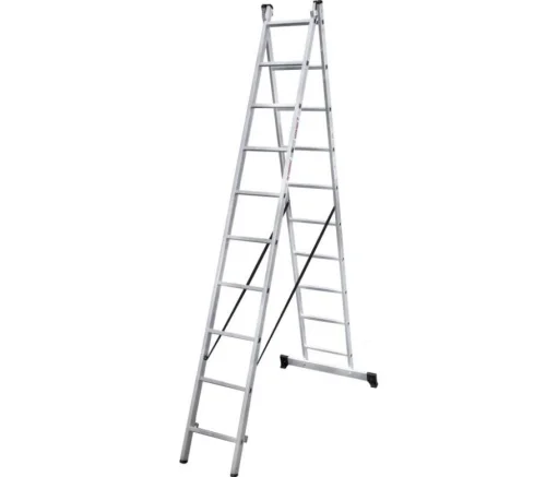 Лестница 10 ступеней 2-секционная алюминиевая Новая Высота NV 1220 1220210  1