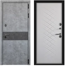 Дверь металлическая ДАКАР ТЕРМО(черный муар бетон лофт вставка графит софт белый  наличник фрез) 960