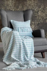 Комплект для спальни "Романтика" (плед 140х200 + чехол декоративный для подушки 45х45) Шенон, аква*1