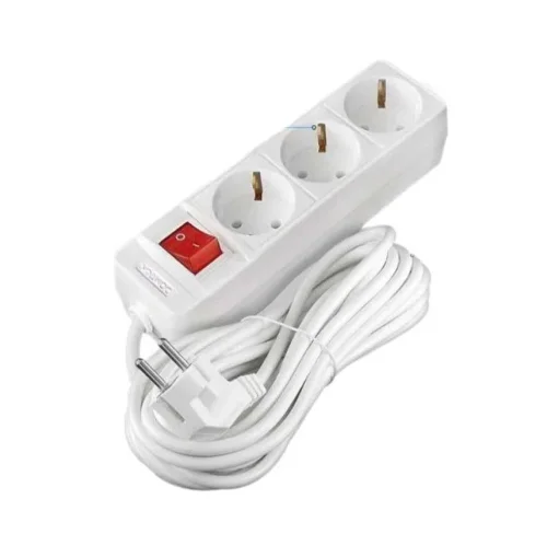 Удлинитель 3х3м с з 16А IP20 3.5кВт ПВС 3х1 с выкл. белый DOMTOK 2381  1
