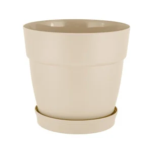 Горшок д цветов пласт.  Villa de Fiori  D170мм 2л с фиксируемым поддоном калифорнийский миндаль IG66