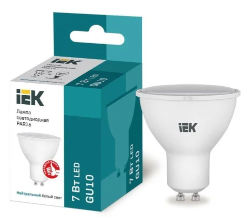 Лампа GU10 софит Eco 7Вт PAR16 4000К нейтр. бел. 230В LLE-PAR16-7-230-40-GU10 (IEK)  1