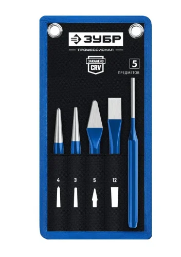 Набор зубил шестигранных и кернеров в чехле 5 пред. Зубр Профессионал 21070-H5  1