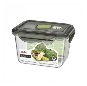Контейнер для продуктов BRILLIANT герметичный с клапаном 0,7л прямоугольный (Черный) 431179313  1 12