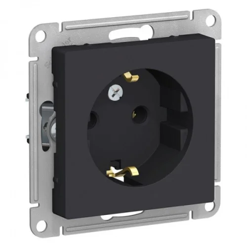 Розетка 1-м СП  AtlasDesign  16А с зазем карбон ATN001043 (SchE)  5