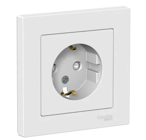 Розетка 1-м СП  AtlasDesign  16А с зазем шторки в сборе бел. ATN000144 (SE)  20